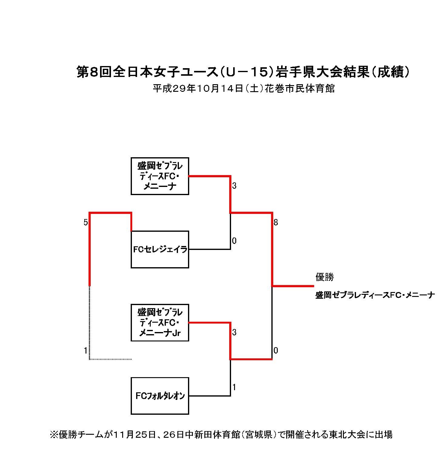 17年度 第8回全日本女子ユース U 15 フットサル大会岩手県大会 優勝は盛岡ゼブラレディースｆｃ メニーナ ジュニアサッカーnews