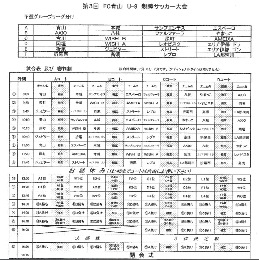 福岡 19第3回fc青山 U 9親睦サッカー大会 結果情報お待ちしています ジュニアサッカーnews