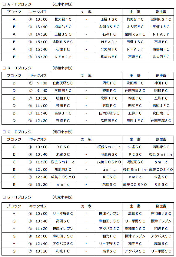大阪少年サッカー応援団 みんなのnews 3 2 3 3開催 組合せ掲載 第35回寝屋川市少年サッカーリーグ オープン選手権大会