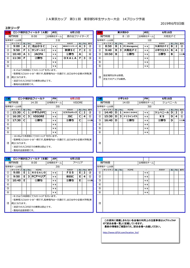 2019年度 第31回ja東京カップ 5年生大会 第14ブロック予選 優勝はjacpa東京fc 詳細情報お待ちしています ジュニアサッカーnews