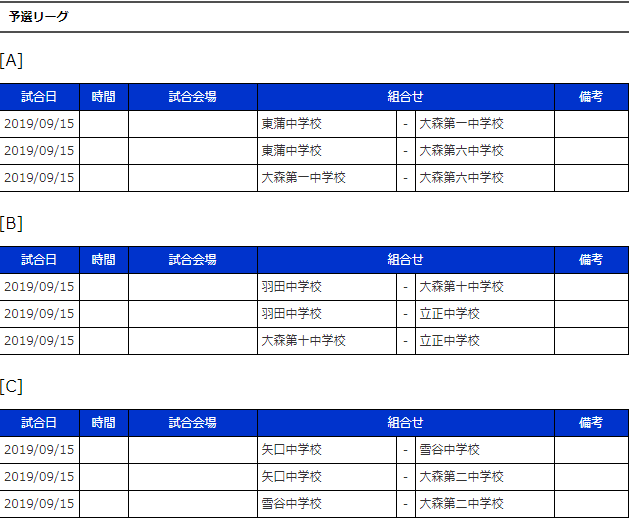 東京少年サッカー応援団 みんなのnews 大田区予選 19年度第63回東京都 第1支部 中学校サッカー新人戦大会大田区予選会