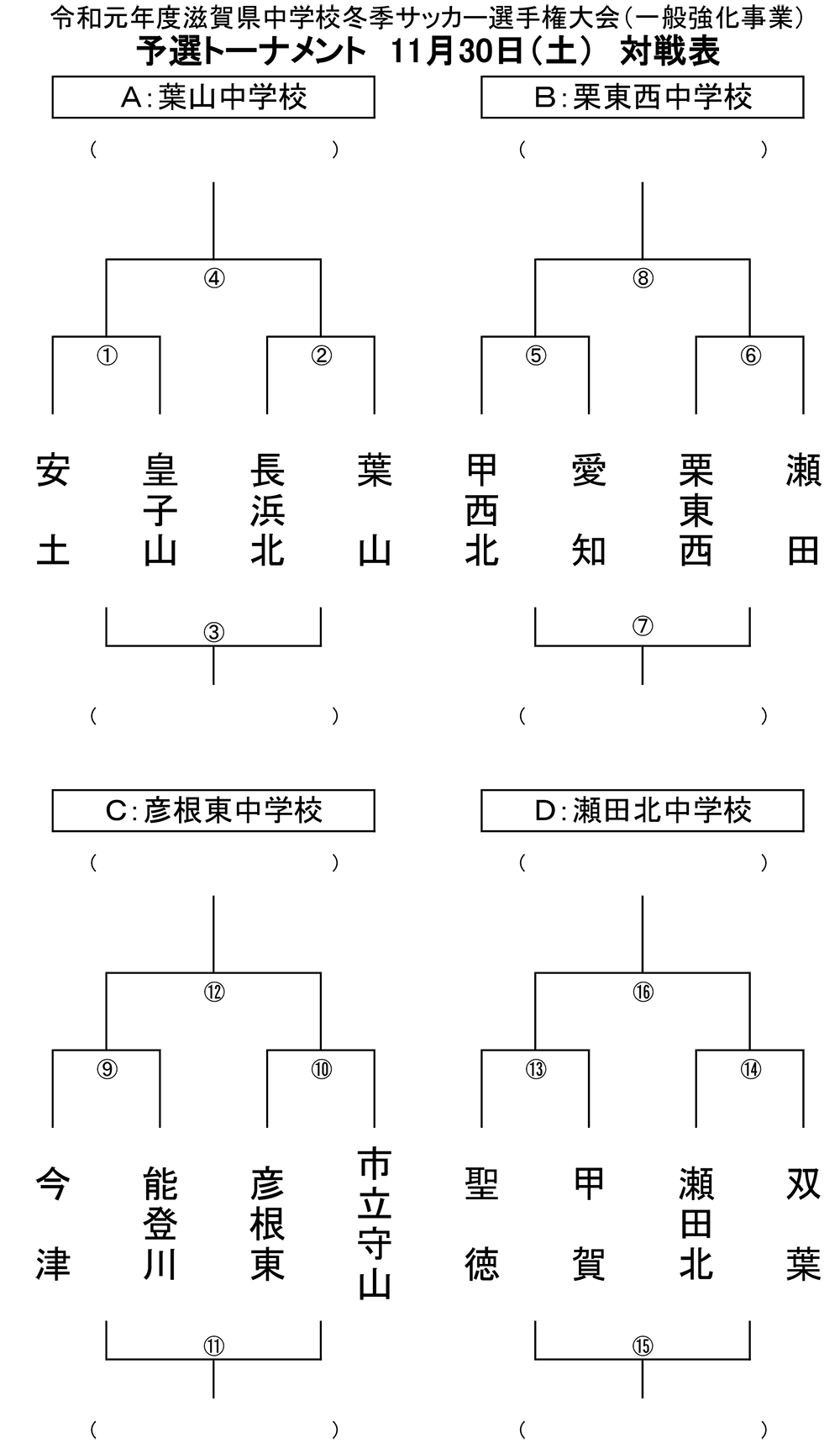 滋賀少年サッカー応援団 みんなのnews 11 30 12 1開催 組合せ掲載 第66回 滋賀県中学校冬季サッカー選手権