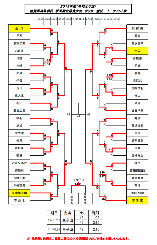 滋賀少年サッカー応援団 みんなのnews 決勝は夏季総体に続き近江 Vs 草津東 11 16 土 12 15キックオフ 第98回 全国 高校サッカー選手権大会滋賀県予選