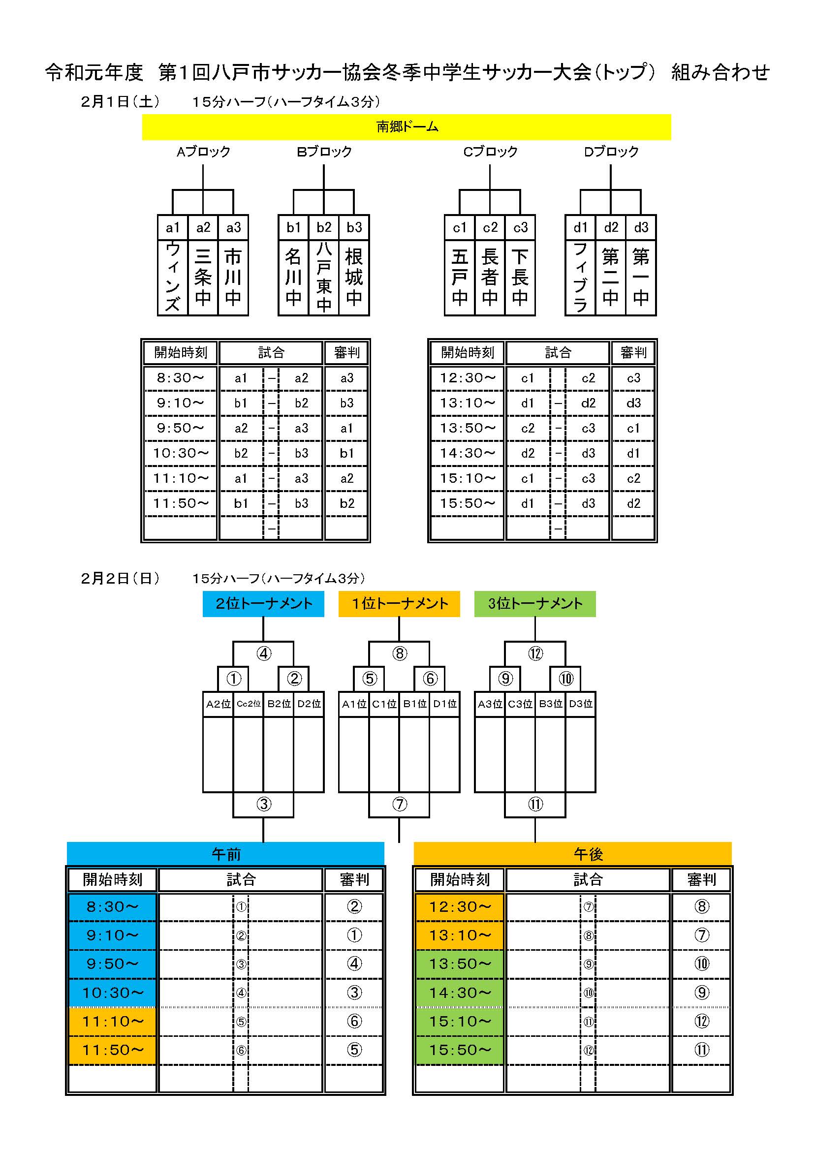 19年度 第1回八戸市サッカー協会冬季中学生サッカー大会 情報お待ちしております ジュニアサッカーnews