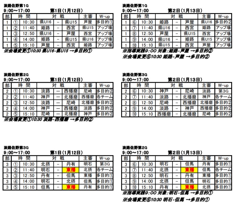 兵庫少年サッカー応援団 みんなのnews 1 12 13開催 組み合わせ リーグ表掲載 兵庫県民体育大会サッカー競技 冬季 U 16