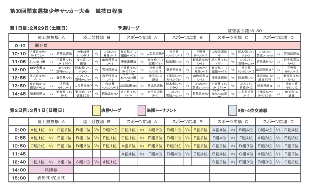 岩手少年サッカー応援団 みんなのnews 岩手県選抜u 12参戦 関東選抜少年サッカー大会 参加チーム 組合せ決定 2 29 3 1茨城開催