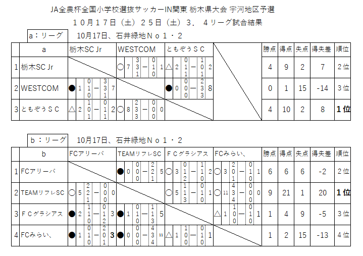 年度 Ja全農杯全国小学生選抜サッカーin関東栃木県大会 宇河地区予選 優勝は栃木sc ともぞうsc リブレscとともにja全農杯県大会進出 ジュニアサッカーnews