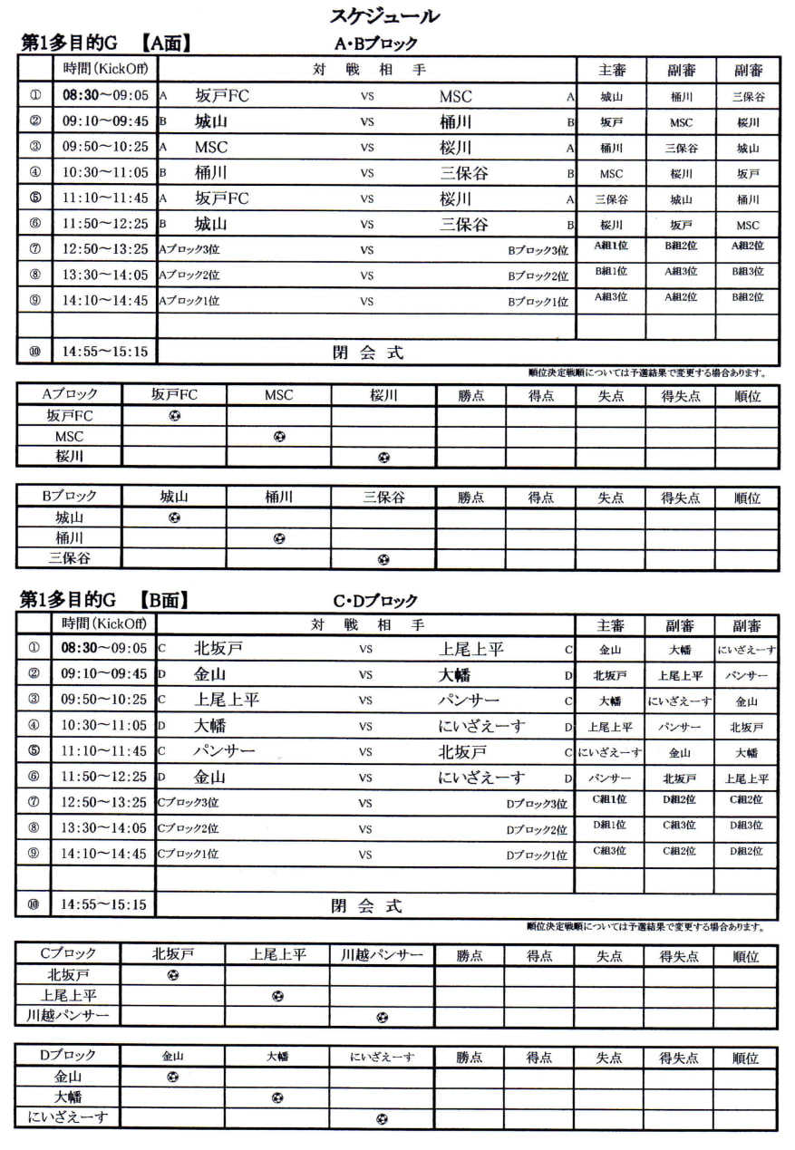 大会中止 年度 第39回坂戸市スポーツ少年団交流サッカー大会 埼玉 1 17開催 ジュニアサッカーnews
