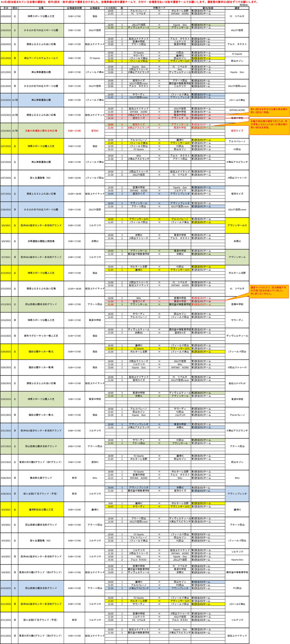 21年度 高円宮杯u 15サッカーリーグ 第12回晴れの国リーグ 岡山県 5 29 30 日程延期 ジュニアサッカーnews