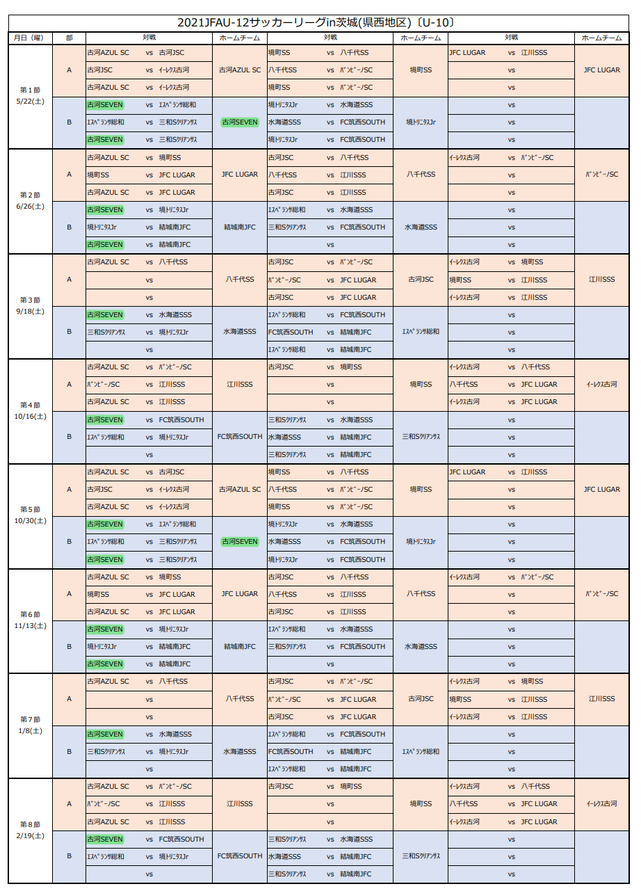 大会中止 21年度 Jfa U 10サッカーリーグin茨城 県西地区 1 29以降のリーグ戦は中止 ジュニアサッカーnews