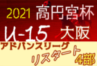 高円宮杯JFAU-15サッカーリーグ2021大阪アドバンスリーグリスタート・3部 全節終了！