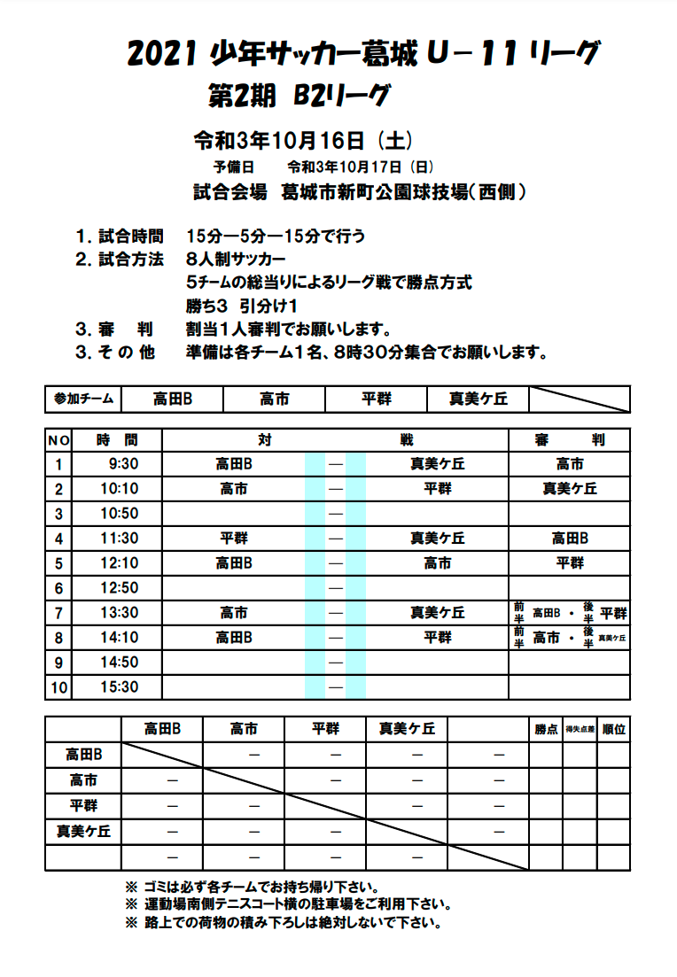 21年度 葛城サッカー連盟u 11リーグ 第2期 奈良県 9 26判明分結果 次戦は10 16 17 未判明分の情報提供お待ちしています ジュニアサッカーnews 21年度 葛城サッカー連盟u 11リーグ 第2期 奈良県 9 26判明分結果 次戦は10 16 17 未判明分の情報提供お待ちしています ジュニアサッカーnews
