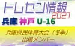 【メンバー掲載】2021年度 兵庫県民体育大会サッカー競技（冬季）U-16神戸トレセン参加選手