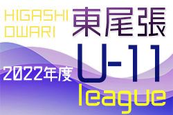 2022年度 東尾張U-11リーグ（愛知）9/23,24,25結果更新！入力ありがとうございます！次回10/1,2