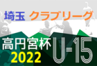 高円宮杯JFAU-15サッカーリーグ2022埼玉 クラブリーグ B昇格プレーオフ12/3結果速報！