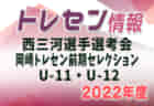 2022年度  JFAトレセン愛知U-13知多（知多トレセン）選手考会  1次4/18、2次5/1開催