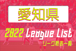 2022年度 愛知県リーグ戦表  一覧