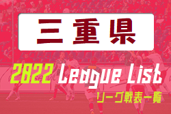 2022年度 三重県リーグ戦表一覧