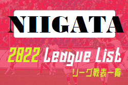 2022年度 新潟県リーグ戦表一覧