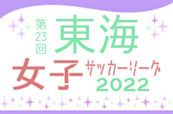 2022年度 第23回東海女子サッカーリーグ   1部リーグ 7/3結果更新！次回7/9,10