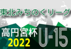 2022年度 高円宮杯JFA U-15サッカーリーグ 東北みちのくリーグ  9/23,24,25結果更新！次回10/1,2