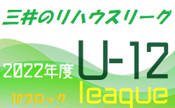 2022年度 三井のリハウスU-12サッカーリーグ 東京（前期）第10ブロック　前期終了、昇降格決定！後期日程お待ちしています