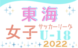 2022年度 U-18女子サッカーリーグ東海　8/13〜16判明分結果掲載！8/16結果速報！