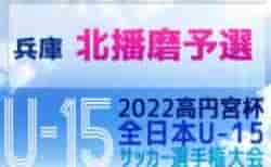 2022年度 第56回兵庫県中学生サッカー選手権大会（高円宮杯）北播磨予選 8/6～開催中！次戦は8/20 組合せ・結果の情報提供お待ちしています