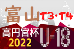 2022年度  高円宮杯 JFA U-18 サッカーリーグ  富山（T3・T4）各リーグ優勝チーム決定！