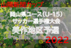 2022年度　山陽新聞カップ 第31回岡山県ユース(U-15)サッカー選手権大会　備前地区予選（岡山県）県大会出場6チーム決定！