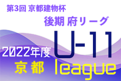 2022年度 第3回京都建物杯JFA U-11 サッカーリーグ 2022 京都 後期 府リーグ 全試合終了！各リーグ優勝決定！