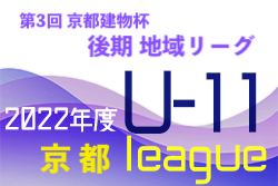 2022年度 第3回京都建物杯JFA U-11 サッカーリーグ 2022 京都 後期 地域リーグ 1/28結果！東終了！全地区試合終了！