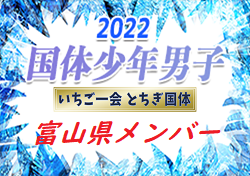 【メンバー、一部選手変更】2022年度 第77回国民体育大会（いちご一会とちぎ国体） サッカー競技 少年男子　富山県選抜メンバー掲載！