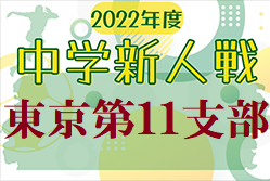 2022年度 第66回東京都【第11支部】サッカー中学校新人大会　9/24.25結果更新 次回10/2