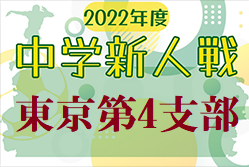 2022年度 第66回東京都【第4支部】サッカー中学校新人大会　都大会進出5チーム決定！