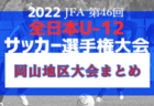2022年度 JFA第46回全日本U-12サッカー選手権大会岡山県大会東部地域予選 県大会出場7チーム決定！