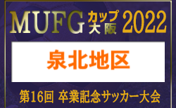 2022年度 第16回卒業記念サッカー大会MUFGカップ 泉北地区予選（大阪）代表4チーム判明！