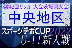 2022年度 スポーツデポCUP第43回サッカー大会茨城県大会 中央地区大会　県大会出場17チーム決定！最終結果掲載！