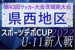 2022年度 スポーツデポCUP第43回サッカー大会茨城県大会 県西地区大会　県大会出場11チーム決定！最終結果掲載！！