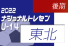 2022ナショナルトレセンU-14後期（11/24～11/27）東北U-13 参加メンバー掲載！