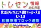 2023年度 第21回FinTA CUP～選抜サッカー大会～ U-13（1/3～5）藤沢ブロック(神奈川県)メンバー掲載！