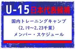 【メンバー変更有】全国から24名召集！U-15日本代表候補国内トレーニングキャンプ（2.19～2.23千葉）　メンバー・スケジュール発表！