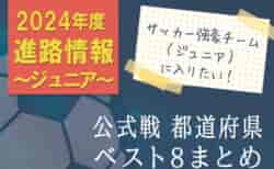 【強豪チーム（ジュニア）に入りたい！】公式戦 都道府県ベスト8掲載【2024年度進路情報】