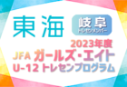 【静岡県】参加メンバー掲載！2023 JFAガールズ･エイトU-12 東海 トレセンプログラム（2/24,25）