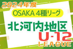 2024年度 4種リーグU-12（全日リーグ）北河内地区予選 （大阪） 5/18結果掲載！次節日程お待ちしています。