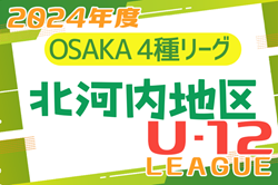 2024年度 4種リーグU-12（全日リーグ）北河内地区予選 （大阪）大阪中央大会進出5チーム決定！全結果掲載