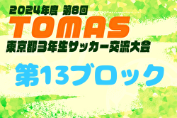 2024年度 わんぱく大会(第8回TOMAS東京都3年生サッカー交流大会 第13ブロック予選) 第1代表は西原Jr.SC！第6代表までが中央大会進出！全結果掲載
