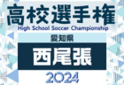 2024年度 第103回 全国高校サッカー選手権 愛知 知多予選  代表決定戦  9/7 全結果掲載！県大会出場3チーム決定！