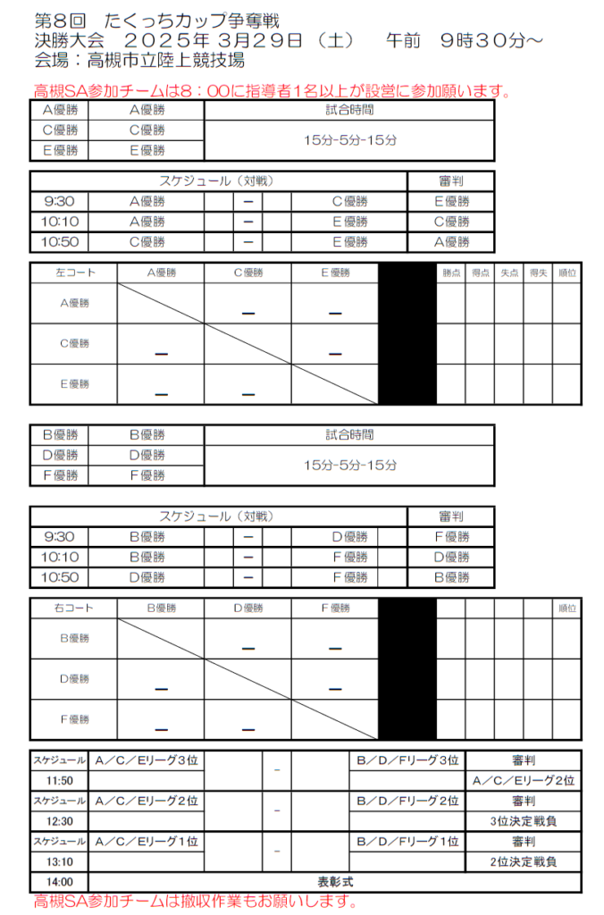 2024年度 第8回たくっちカップ争奪戦U-10サッカー大会（大阪