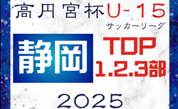 速報！2025年度 高円宮杯 JFA U-15サッカーリーグ静岡 TOP･1･2･3部  3/15,16結果更新中！入力ありがとうございます！未判明結果も募集中  次回3/20,22,23？
